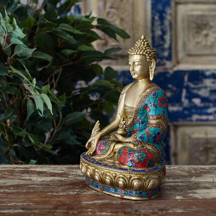 Статуэтка из камней и латуни Будда